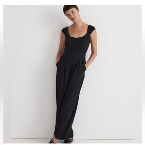 Madewell Black Wide Leg Jumpsuit Scoop Neck Size 6 NWT Minimalist